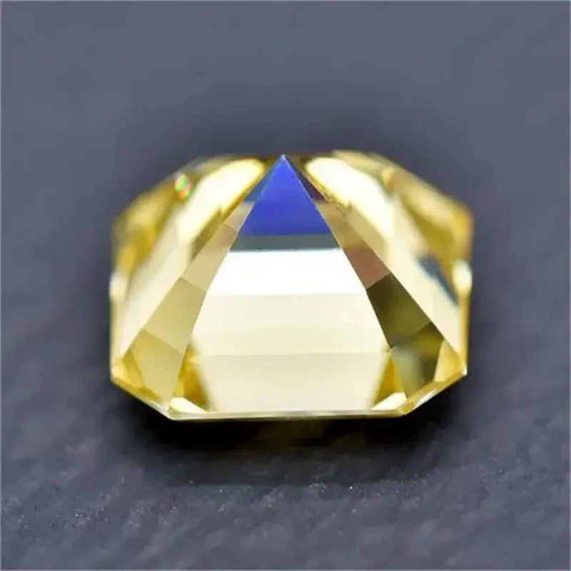 Moissanite Loose Stone Lemon Yellow Color Asscher Cut Lab Created Heat Diamond for DIY Women Jewelry Making with GRA Certificate