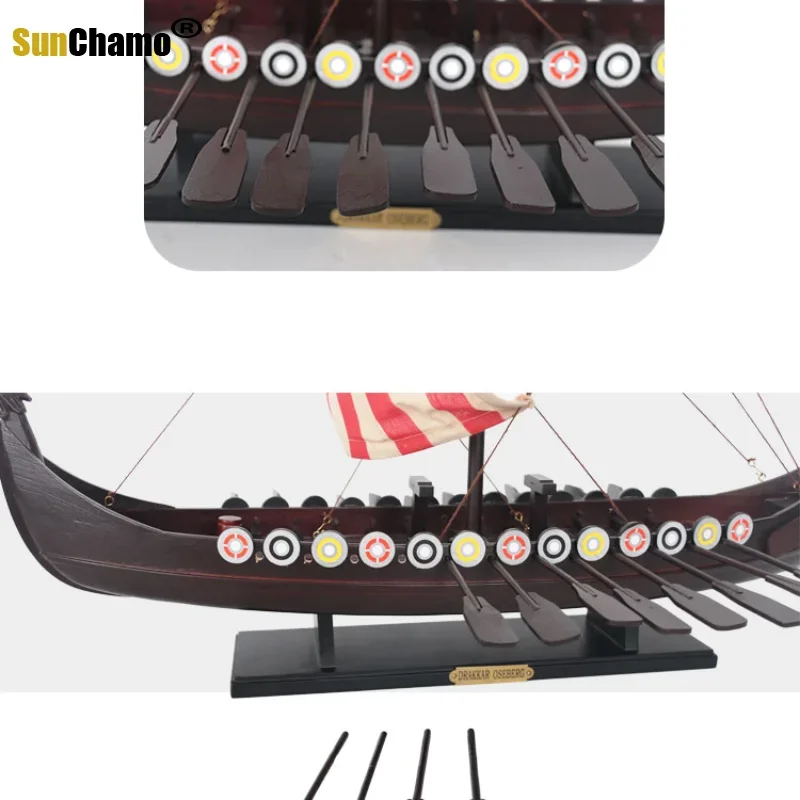 Sunchamo Antique Dragon Boat Sailing Ship Model Home Decor Craft Decoration Nordic Viking Battleship Accessories for Living Room