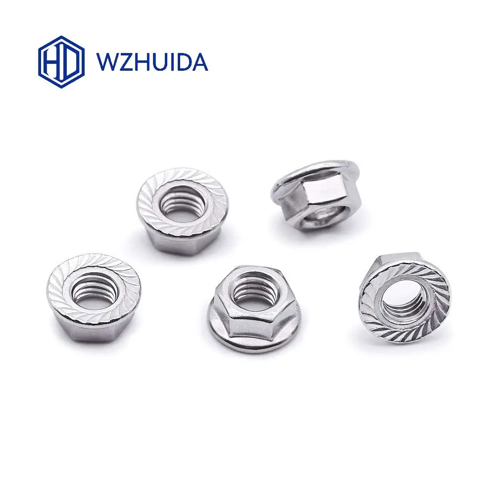 

WZHUIDA M3 M4 M5 M6 M8 M10 M12 A2-70 Stainless Steel Hexagon Hex Head Serrated Spinlock Flange Nut Lock Nut DIN6923