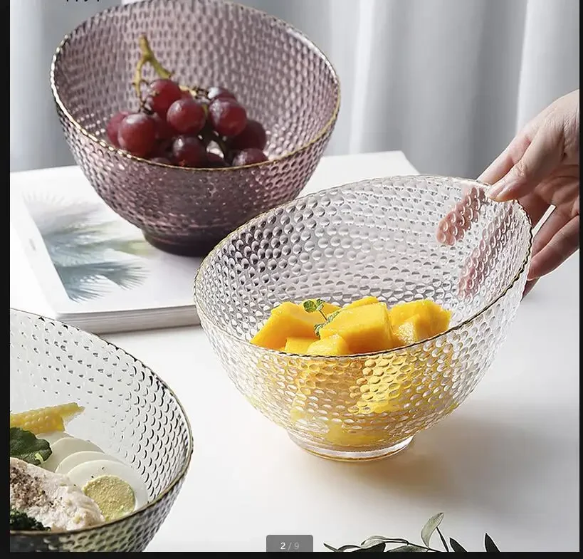 

Transparent Glass Fruit Plate Bevel Fruit Salad Bowl Dried Fruit Snack Plate Decorative Bowl Dishes Dessert Plates Tableware
