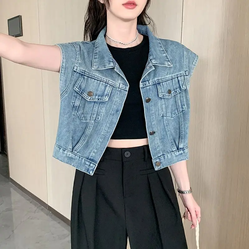 

Denim Vest Women's Summer New Loose Fashion Design Sleeveless Vest Top