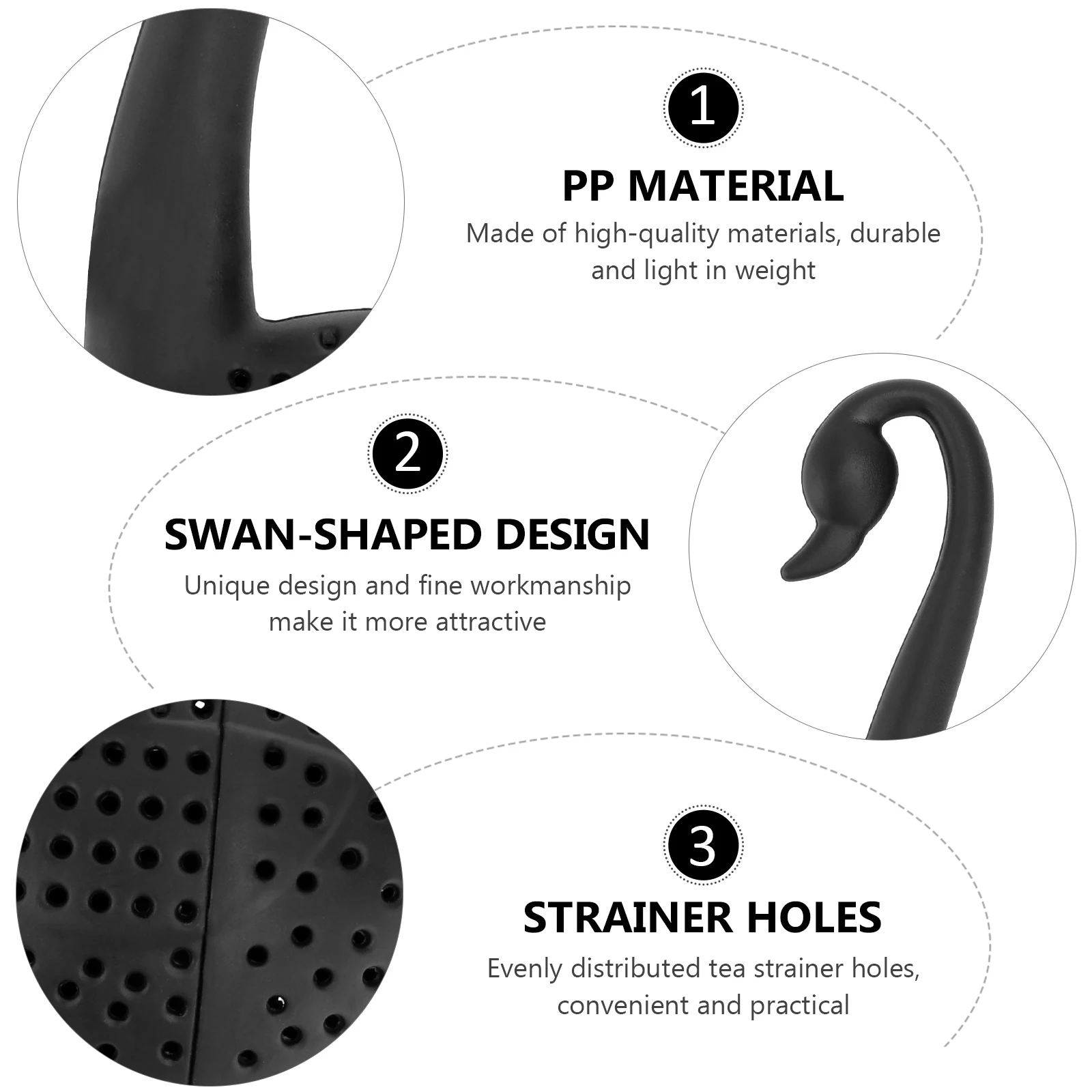 

10pcs Tea Filter Reusable Swan Shape Pp Material Food Safe Easy Clean Herbal Tea Strainer For Home Office Restaurant Use