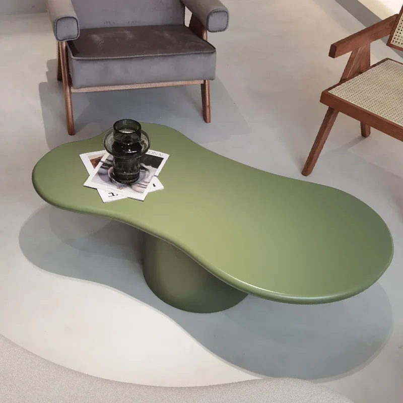 

Furniture Elegant Vintage Oval Modern Green Coffee Table Home Living Room Center Nordic Round Curved Tea Table Round Table