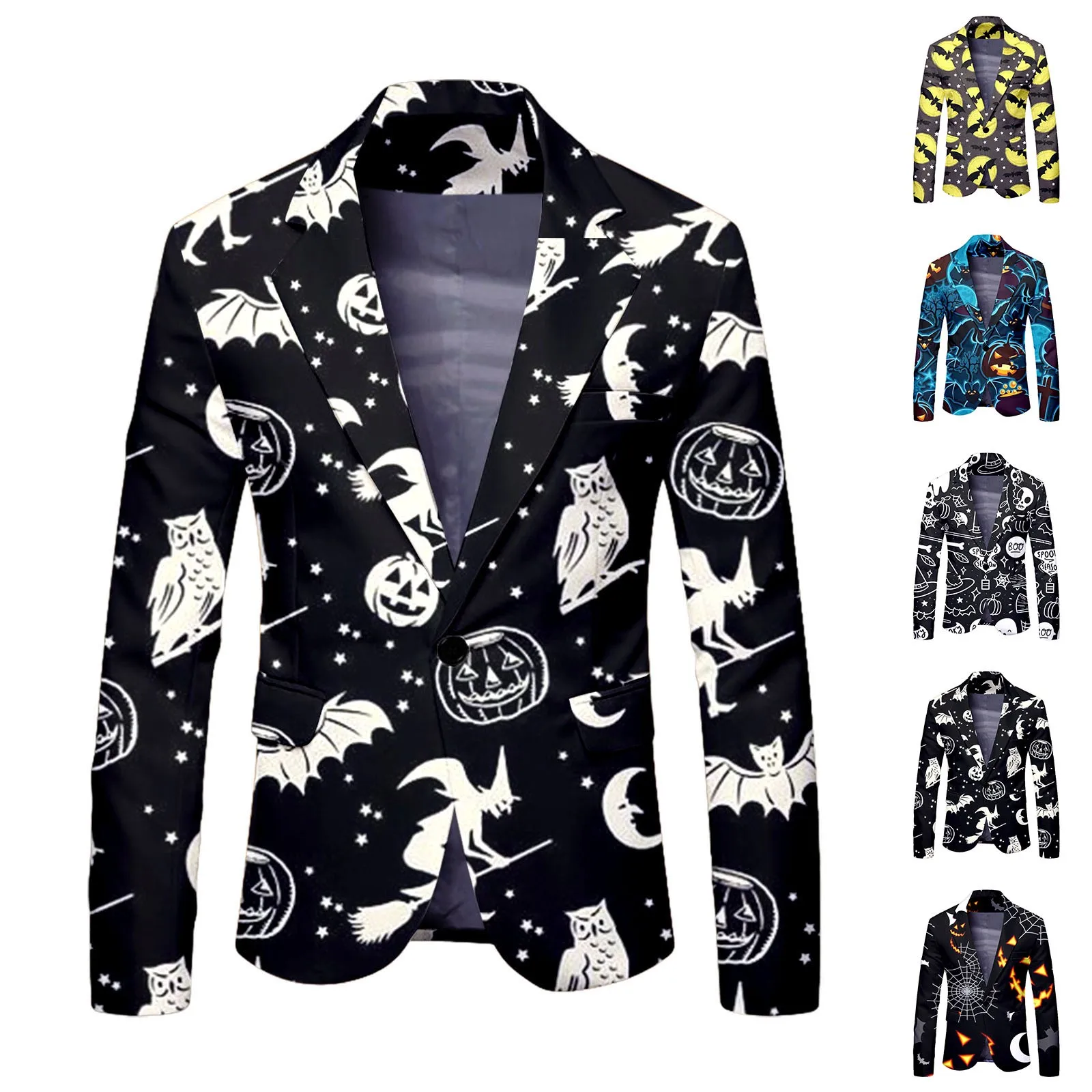 Men\'s Fashion Halloween Print blazer Jacket Casual Blazers For Male Party Dress Stage Performance blazers hombre 2024 new