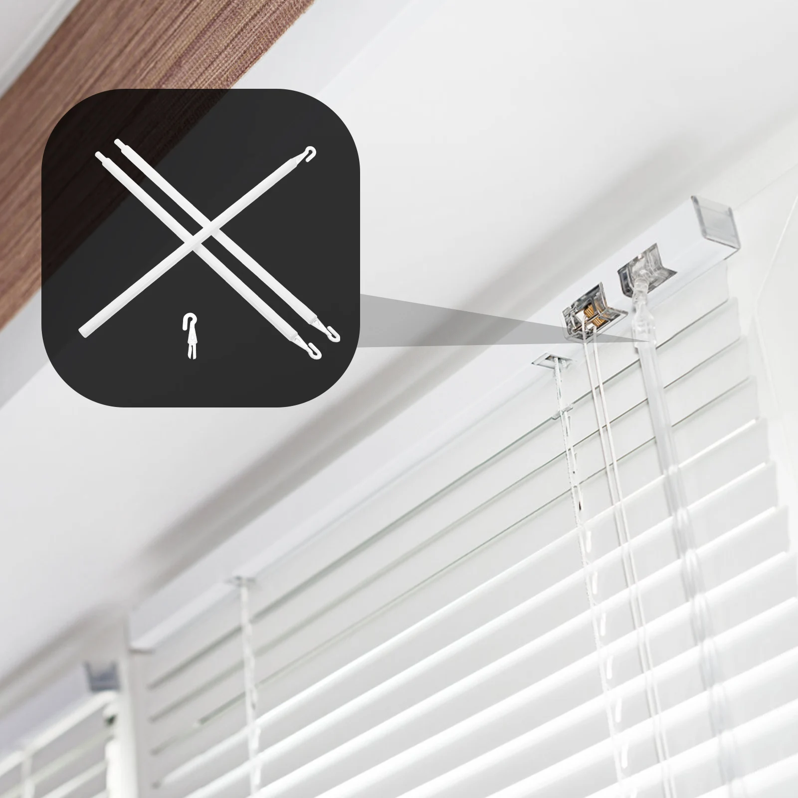 

Blinds Curtain Accessories Wand with Hook Window Parts - Opener Vertical Portable Stick Rod White Replacement Travel