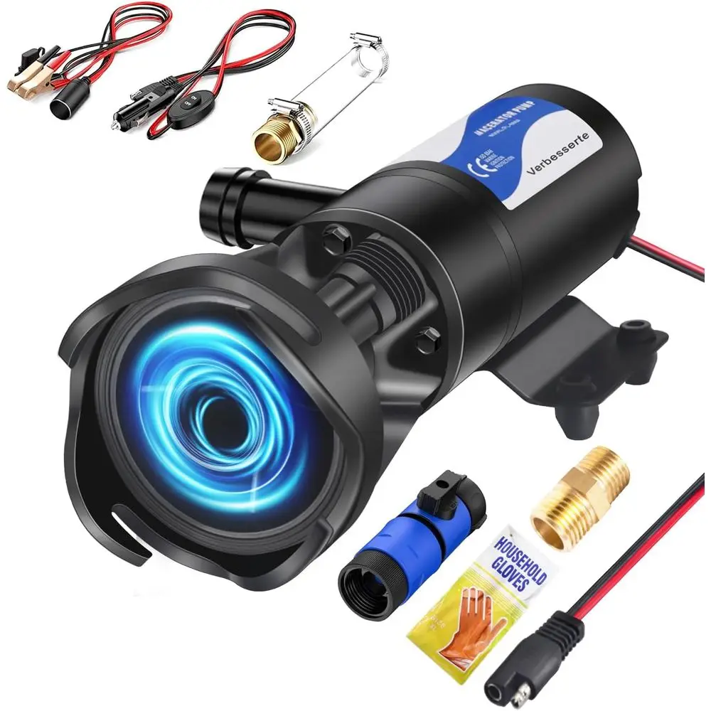 

Насос для автодома, 12 галлонов в минуту, насос для сточных вод на колесах для сточных вод, 12 В, портативный быстросъемный самовсасывающий канализационный насос с портом для садового шланга