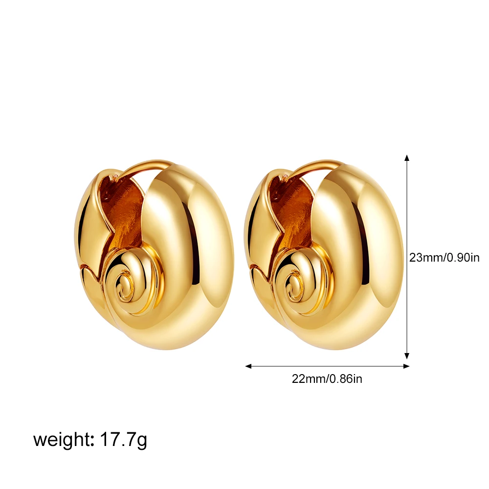 Amazon.com: SAVNOJW Boho Gold Conch Shell Statement Earrings  Anthropologie Gold Chunky Snail Shell Hollow Earrings main image 2