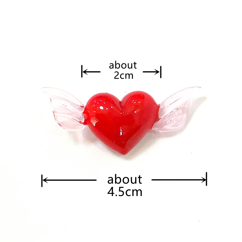 2pcs Cute Murano Glass Sweet Candy Creative Heart Shape Craft Ornaments Home Table Decoration Xmas Wedding Party Gifts for Girls