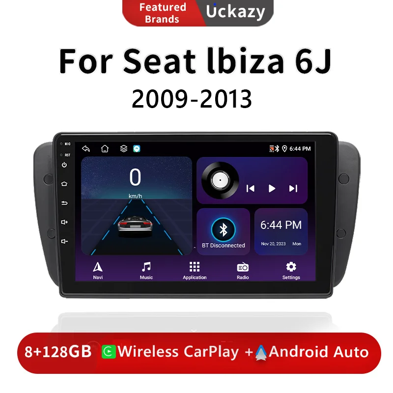 Uckazy 8 Core Android 13 Car Stereo Player For Seat Ibiza 6j 2009-2013 2010 Multimedia Radio GPS Navigation Stereo Screen