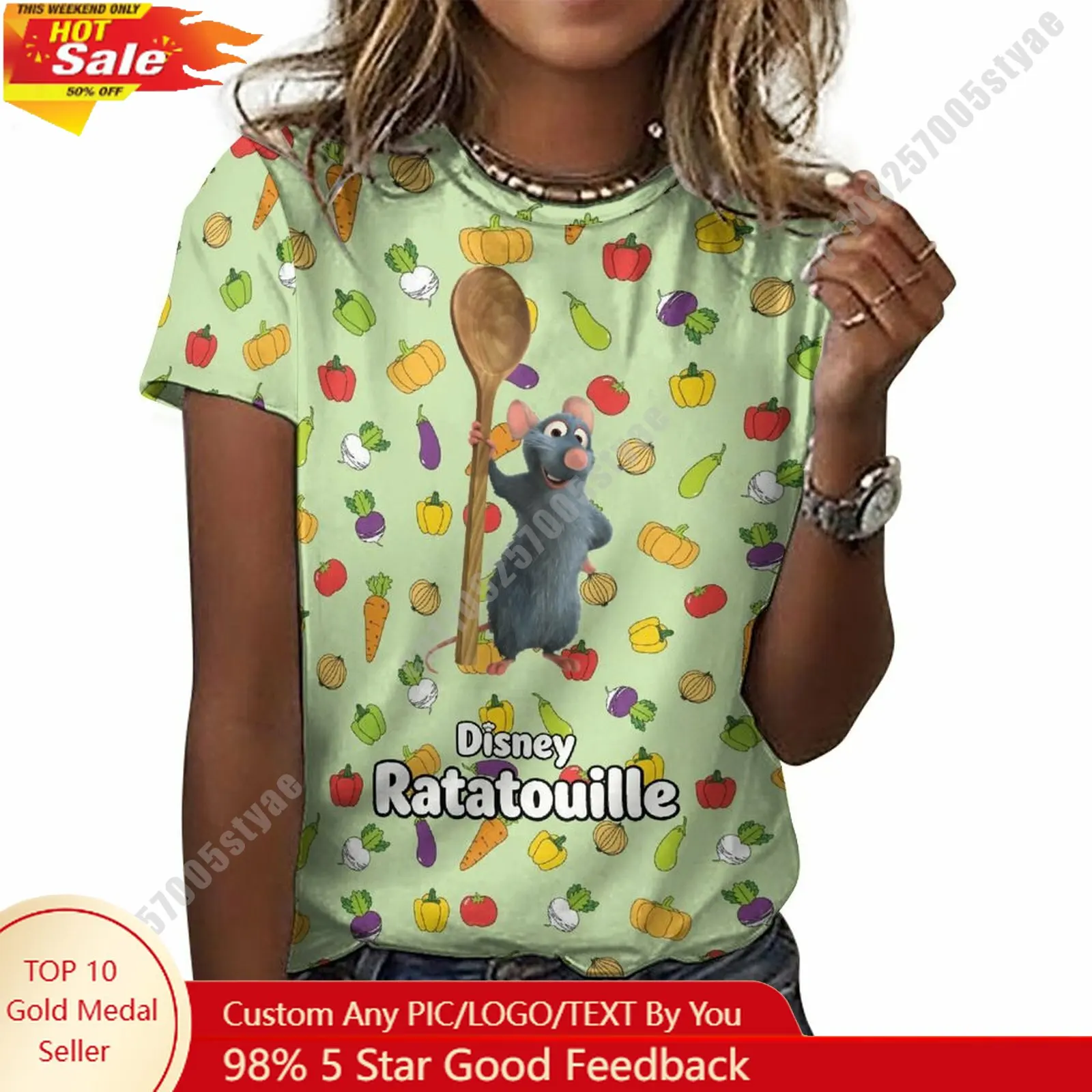 

Ratatouille T Shirt Disney Cartoon Custom Your Own Cotton Tee Personalized Photo Text Casual Street Style Short Sleeved Top