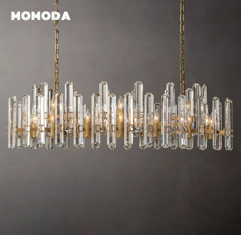 Modern Crystal Chandeliers LED Bonnington Linear Chandelier Lighting Living Room Dining Room Kitchen Island Hanging Lamps