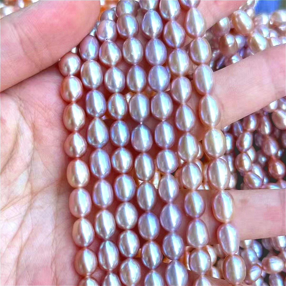 

6.5-7.5mm5A Sparkling Clean Rice Natural Freshwater White Purple Orange Pearl Bead Jewelry MakeDIY Necklace Bracelet Accessories