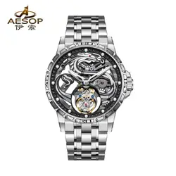 AESOP Flying Tourbillon Movement Mechanical Watch For Men Skeleton Fashion Watches Mens Luxury Sapphire Mirror Loong Pattern