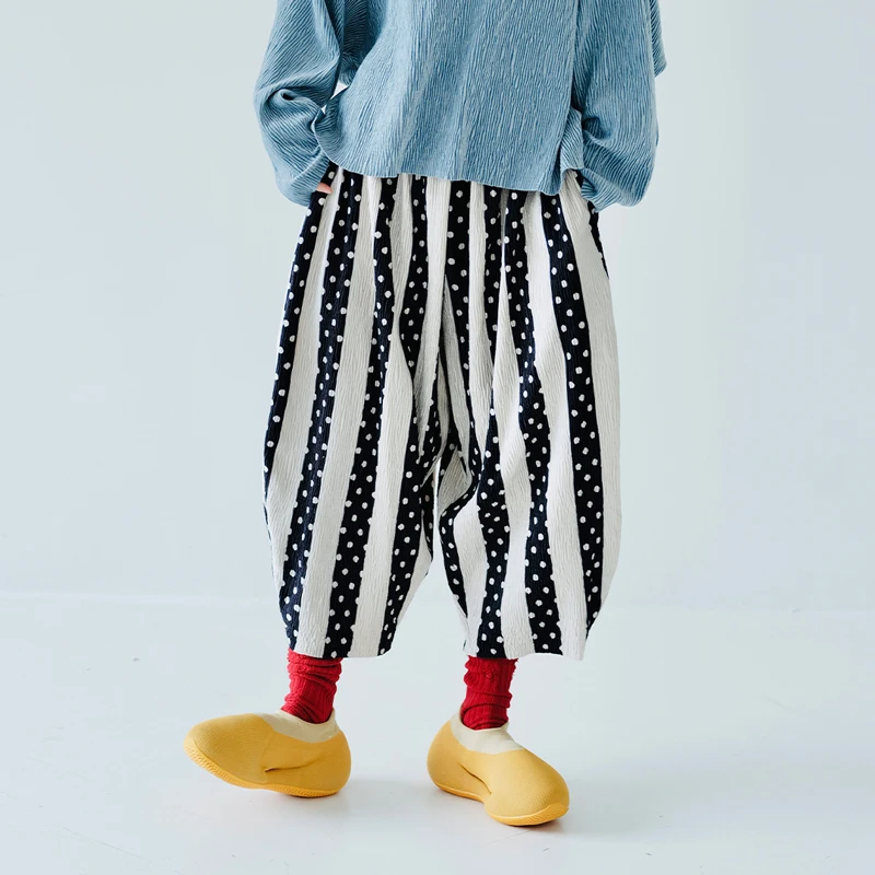 Ima kokonis originales Design Polka-Dot-Streifen elastische Taille weites Bein Hose für Frauen lässig lose und einfache Rettich Hose 223832