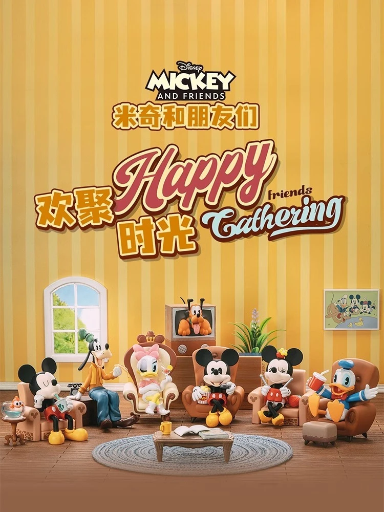 

Подлинная серия Disney Friends Happy Gathering, слепая коробка, милая аниме-фигурка с Микки Маусом, Дейзи, модель, декор для рабочего стола, игрушки, подарки