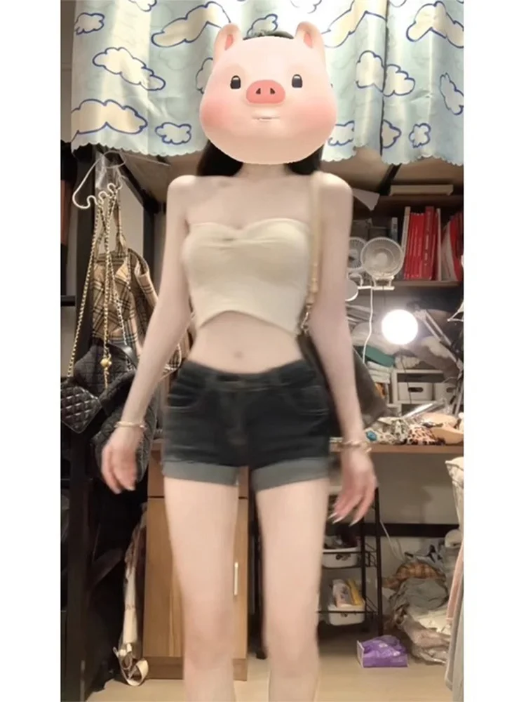 Amerikaanse Sle Pittig Meisje Lage Taille Denim Super orts vrouwen Zomer Dunne Blauwe Strakke Elastische Cuffed Butt Hing Hot broek