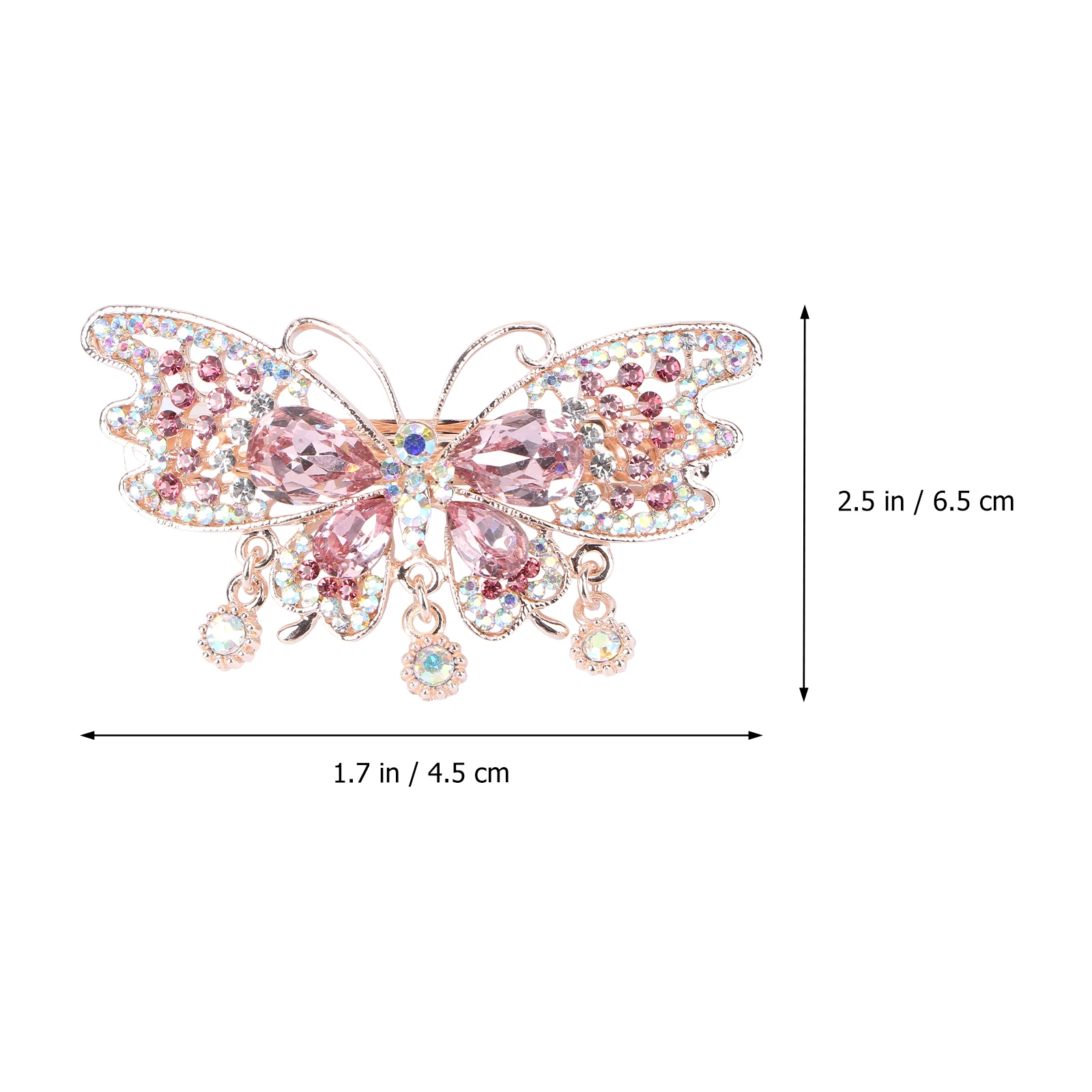 

2 Pcs Crystal Hair Clips Women Ponytail Barrettes Spring Design Iron Automatic Holders Accessories Butterfly