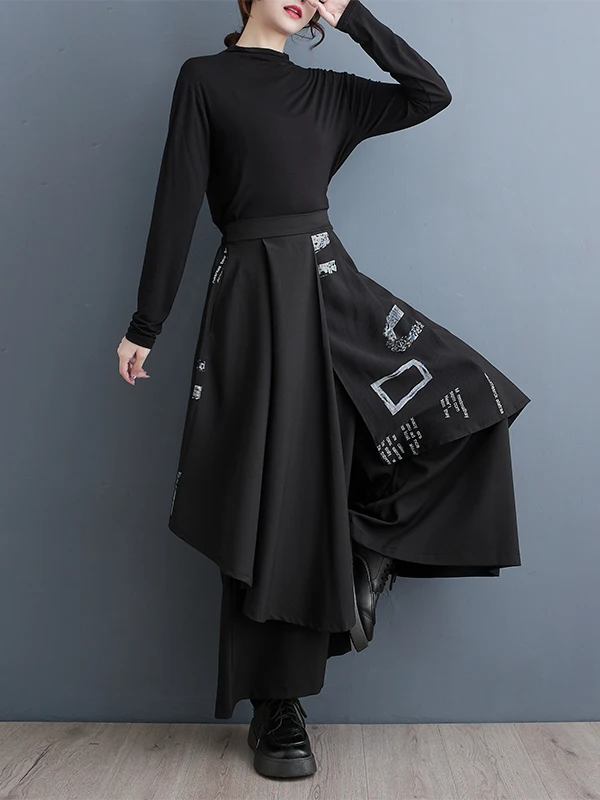 

Новая женская юбка миди Bule с высокой талией, широкими штанинами и асимметричным подолом, осенне-зимняя, для офиса и повседневной носки, в артистическом стиле