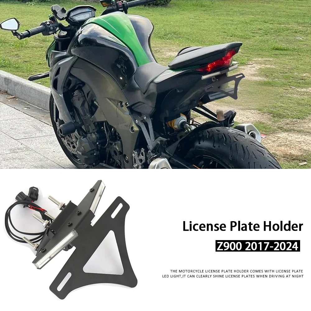 

2017-2024 Motorcycle Tail Tidy Fender Eliminator Registration License Plate Mount Holder LED Light For Kawasaki Z900 Z 900