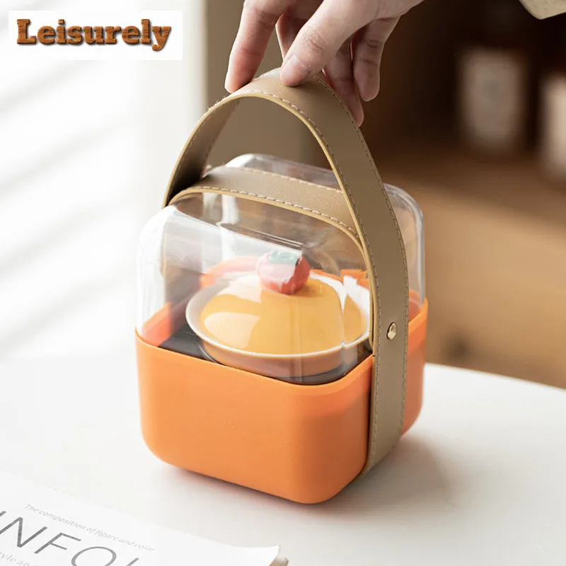 

Creative Persimmon Travel Tea Set Kit Boutique 1 Pot 3 Cups Tea Making Organizer Portable Outdoor Stock Bags Supplies Decoration