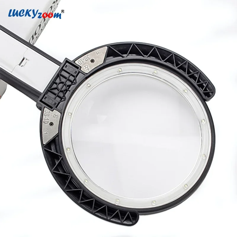 130MM Large Reading Magnifier 1.8X 5X 12 LED Foldable Magnifying Glass EU Plug-in Illuminated Magnifier Lamp Table Read Lupa