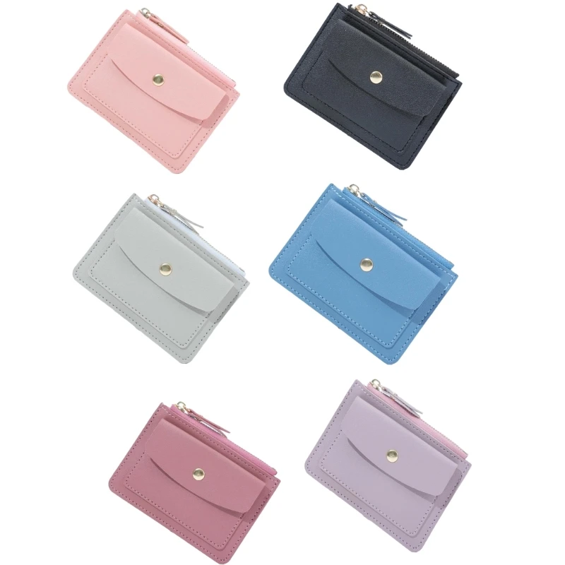 Simple and Versatile Coin Purse with Solid Color Zipper Wallet Card Holder Perfect for Daily Use