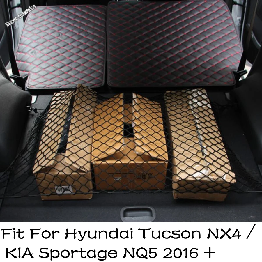 

Interior Rear Trunk Storage Luggage Net String Bag Baggage Organizer Mesh For Hyundai Tucson NX4 / KIA Sportage NQ5 2016 - 2025