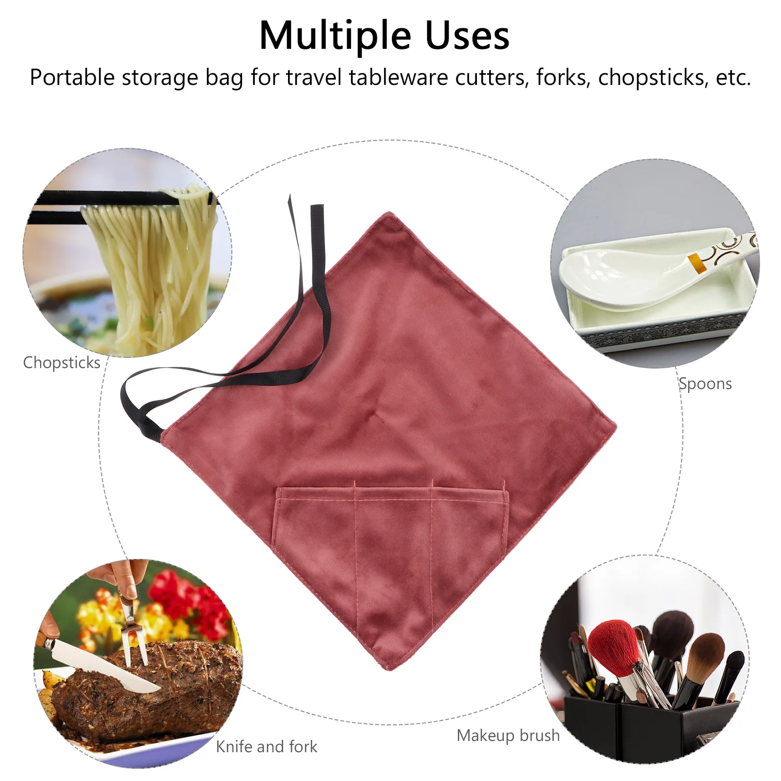 

1pc Portable Spoon Chopsticks Bag Travel Tableware Organizer Storage Bag Cutlery Forks Travel Kit Organizer