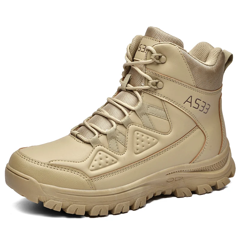 Men's High-top Tactical Boots, Breathable Combat Training Boots, Large Size Non-slip Durable Outdoor Hiking Boots - view 3