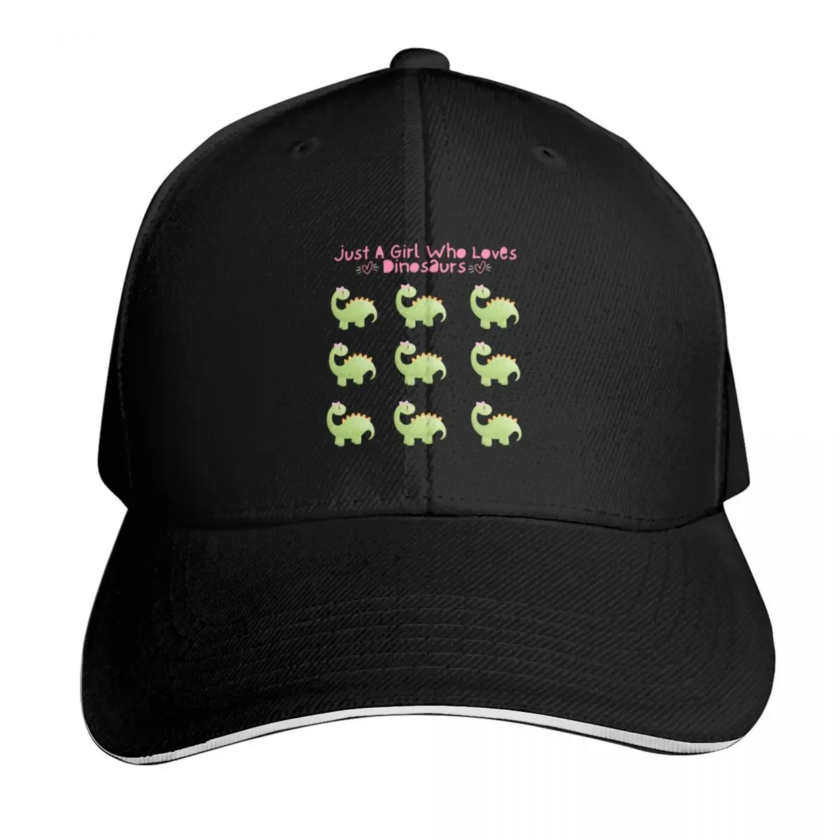 Cute Girly Dinosaur With Pink Bow Baseball Cap Breathable Mesh Back Adjustable Buckle Closure Moisture Wicking Quick Dry