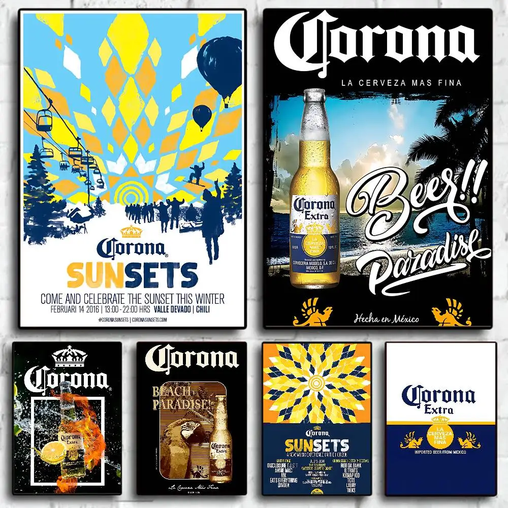 famous brand C-Corona E-Extra Beer Anime Posters Sticky HD Quality Wall Art Retro Posters for Home Kawaii Room Decor