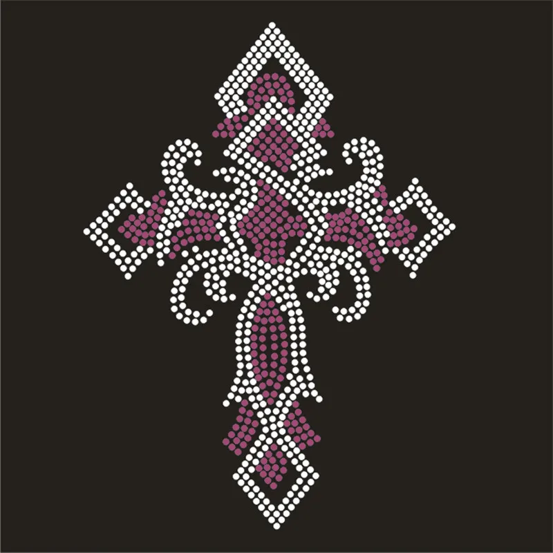 Cross Iron On Rhinestone Transfer Custom Crystal Thermal Stickers Clothes Decoration T-Shirt Strass Jacket Patches Crafts