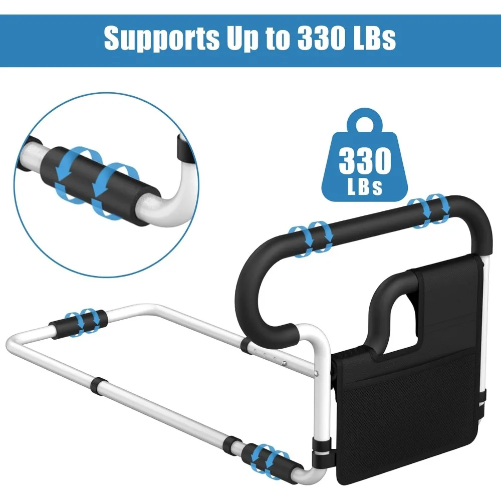 حاجز أمان للسرير قابل للتعديل لكبار السن: دعم عالي التحمل، إعداد خالٍ من الأدوات، يناسب جميع أحجام المرتبة