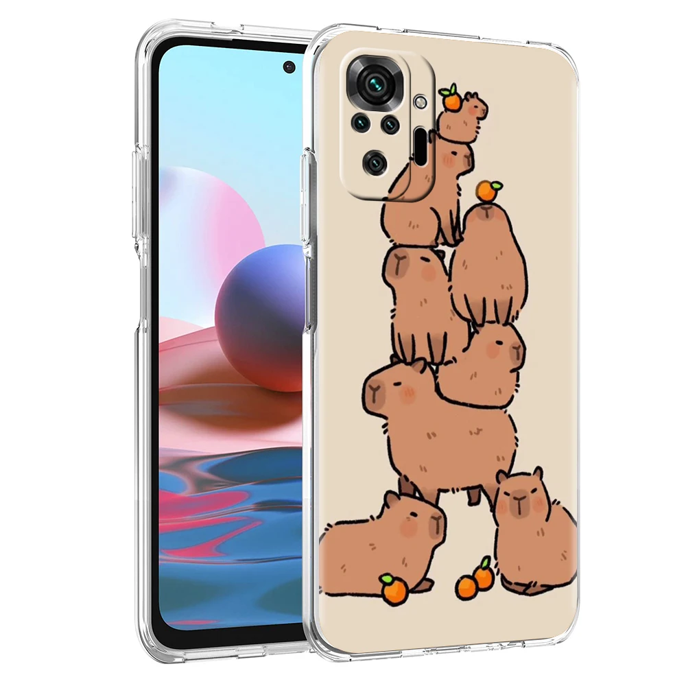 Cartoon Capybara Phone Case Cover for Redmi Note 10 11 11T 7 8 8T 9 K40 Gaming 9A 9C Pro Plus Transparent Shell Capas Fundas Bag