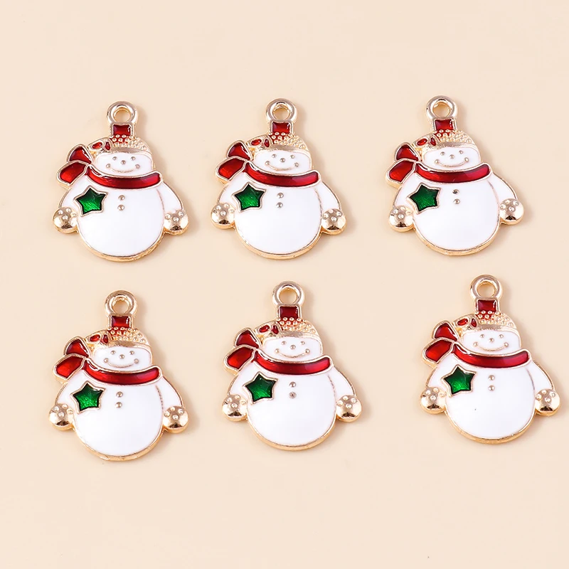 20 Stück gemischte Cartoon-Emaille-Weihnachts-Schneemann-Anhänger für Schmuckherstellung, Ohrhänger, Halsketten, DIY-Bastelzubehör, Geschenk – Detail 14