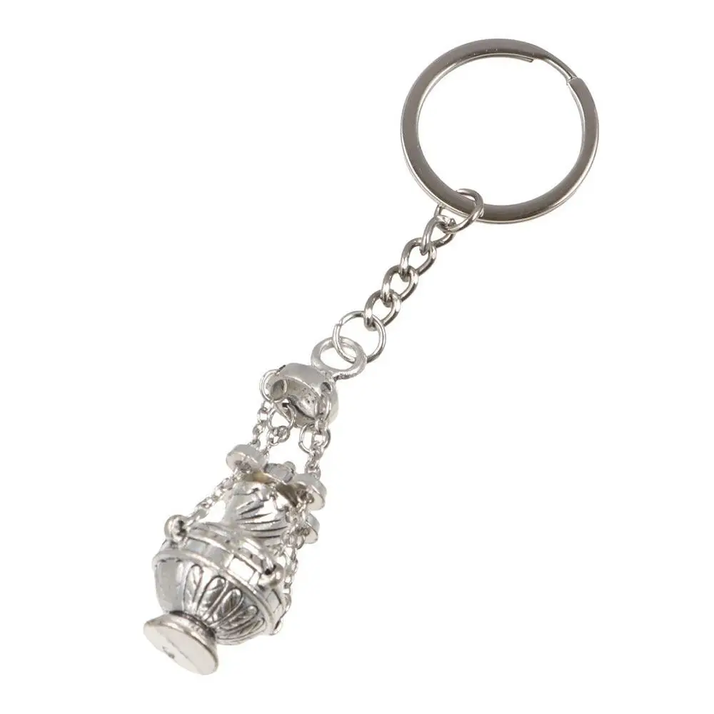 Durable DIY Religious Keychain Pendant Alloy Silver Car Key Ring Pendant Unique Design Christian Incense Church