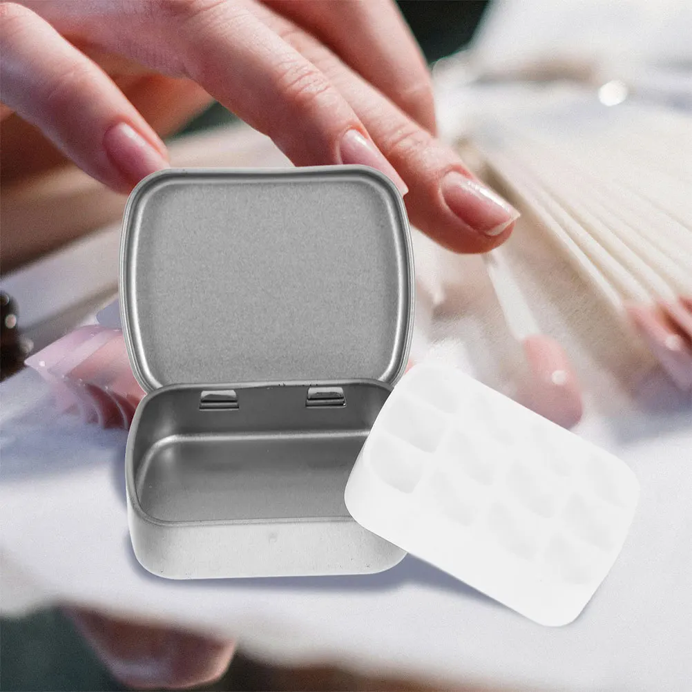

2Pcs Mini Watercolor Palette Nail Polish Gel Storage Box Metal Tin Portable Travel Case Compact Bead Storage Organizer for Nail