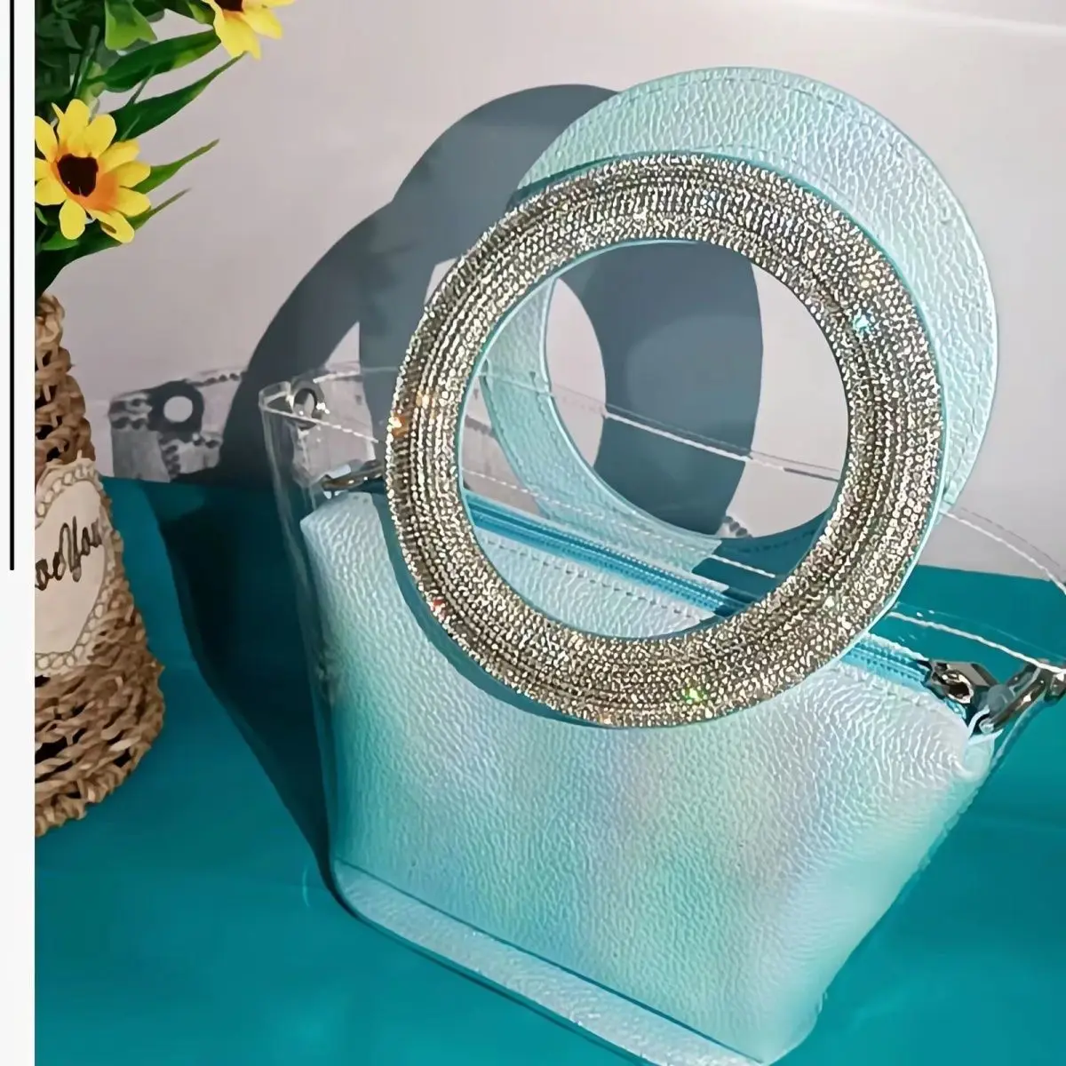 กระเป๋าถือทรงกลมใสประดับเพชรหรูหราสำหรับงานแต่งงาน งานเลี้ยงธุรกิจ ผู้หญิง