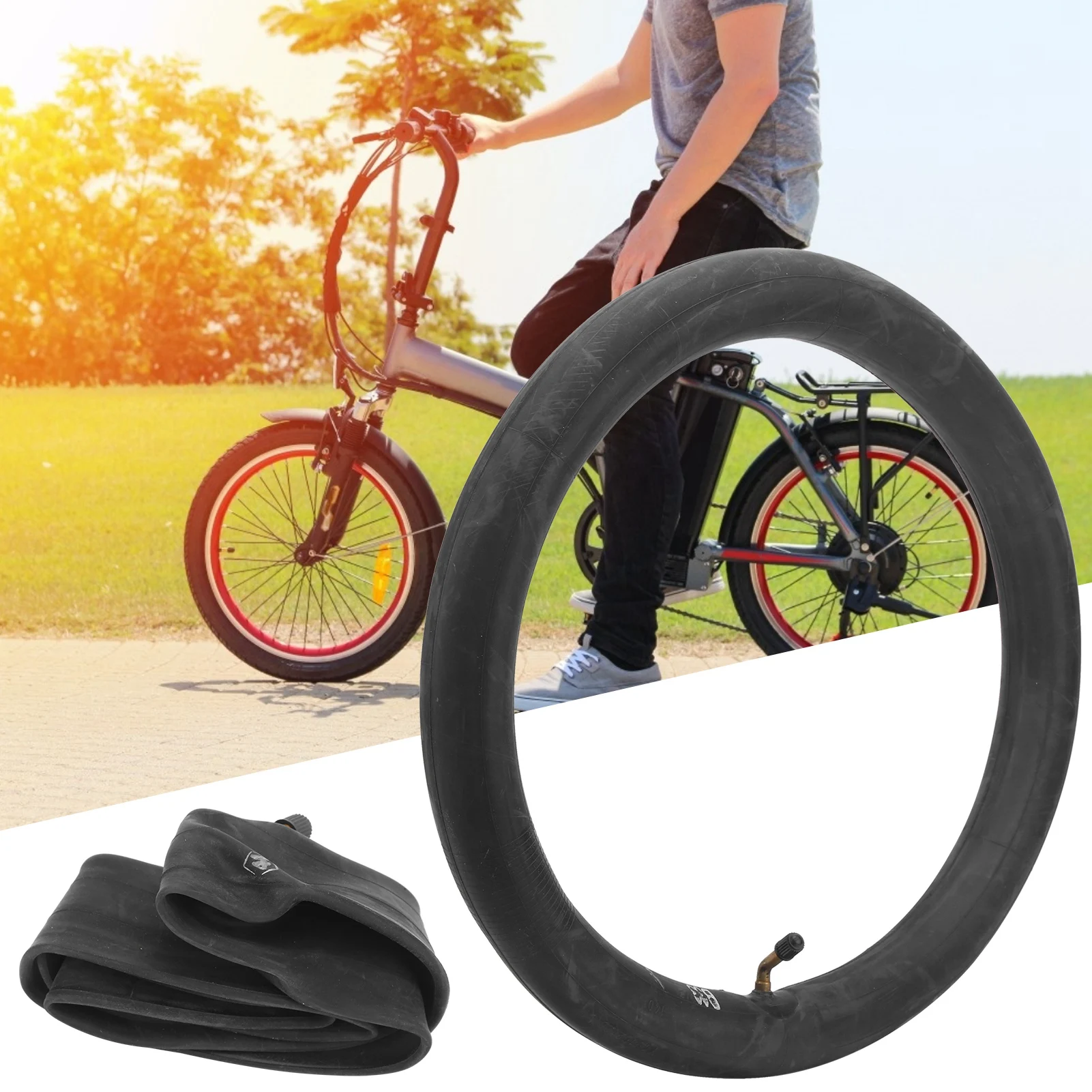 ยางในขนาด 16x2.125 พร้อมวาล์วแบบงอ ยางในทำจากยางบิวทิลพร้อมวาล์วแบบงอ ติดตั้งง่ายสำหรับจักรยานไฟฟ้า