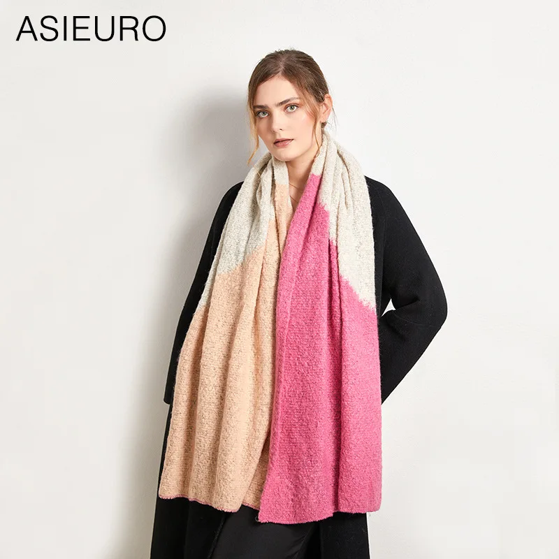 

Splicing Minimalist Scarf Women Winter Double Side Thickened Warm Scarf For Neck Protection Shawl Furry 4w969