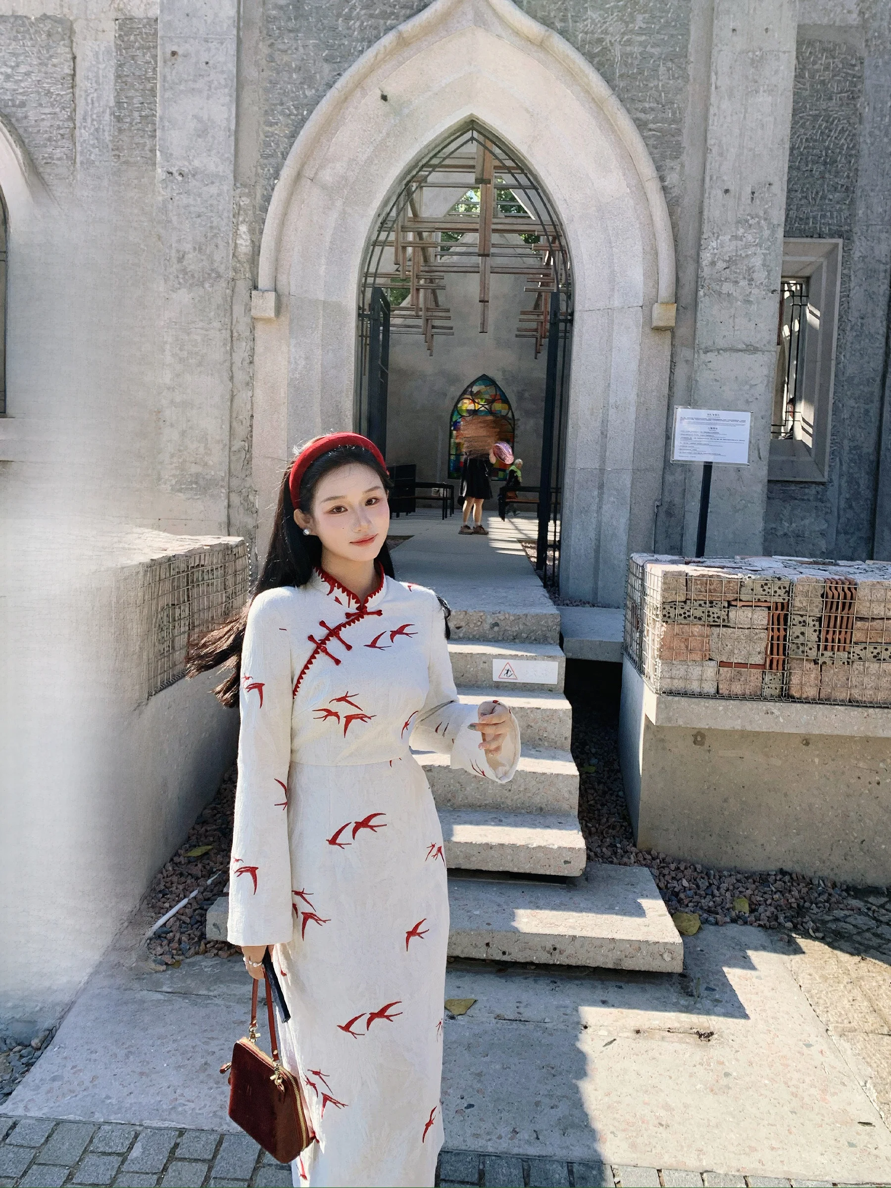 

Red Crow Improved Slim Fit Dr New Chinese Sle Early Spring Retro Yan Ni Polyester Fiber Soft A-Line Skirt