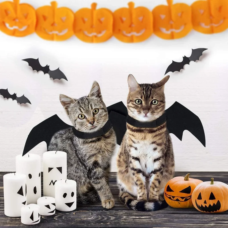 

Pet Halloween Cosplay Costume for Dogs Cats Puppy Kittens Black Bat Wings Party Decoration Dress Up Accessories