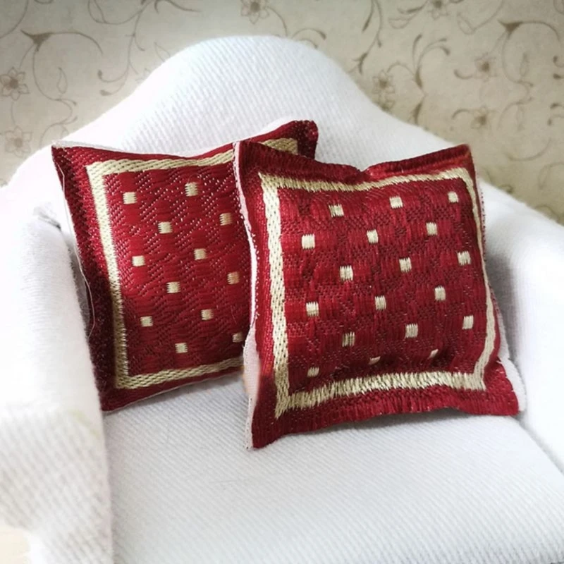 1/12 Scale Red Pillow Cushion For Doll House Sofa Couch Miniature Bedroom Furnit