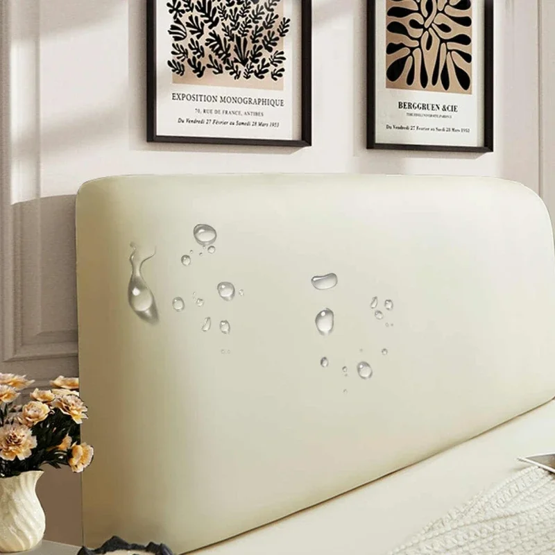 Leather Cat-scratch Resistant Wooden Headboard Protective Cover with PU Technology Cloth All-inclusive Dust-proof Cover for Home