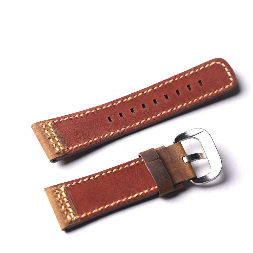 Handmade Vintage Leather Strap 28MM Width Head Layer Cowhide Leather Bracelet, Retro Style, For Seven Friday Bracelet Men Brown