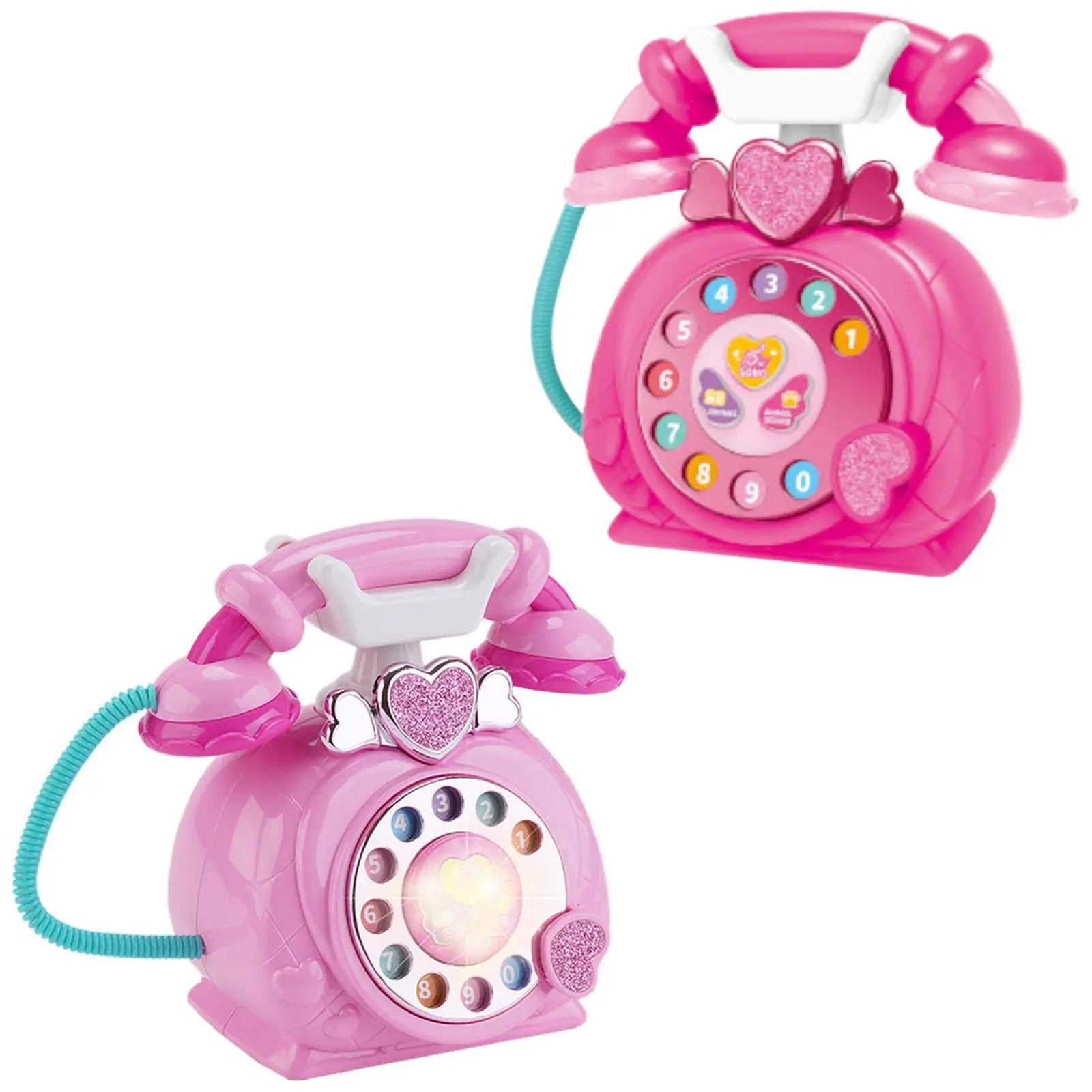 Rotary Pretend Play Phone Early Education Multifunction Cartoon Simulation Telephone for Preschool Children Toddlers Baby Kids