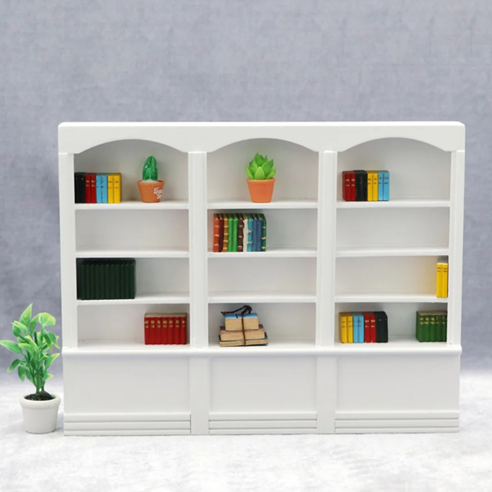 

1pc Triple Bookcase Display Cabinet House Display Shelf For Diy Crafts Mini Landscape Wear-Resistant Book Shelf Creative