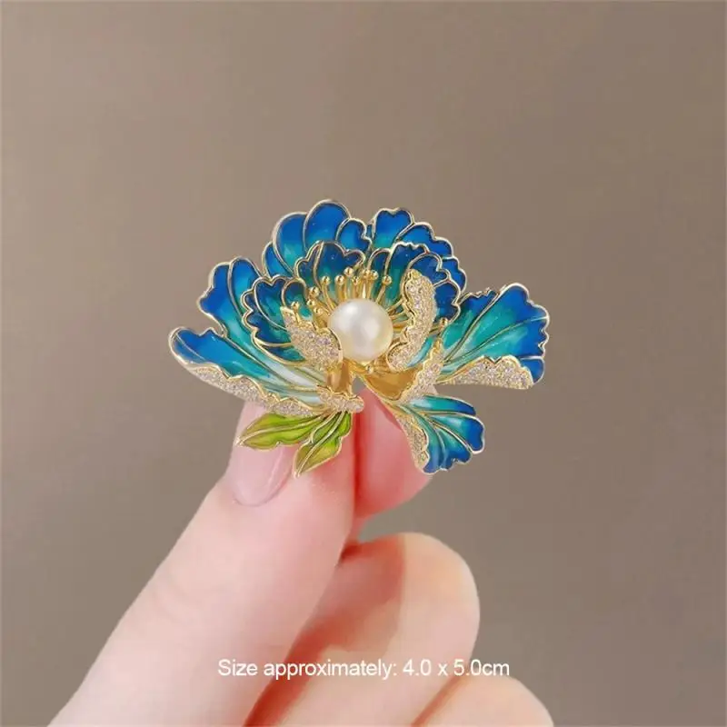 1/2/3 buah Pink Biru Peony bunga bros untuk wanita mode mewah berlian imitasi bros Pin garmen perhiasan aksesoris hadiah