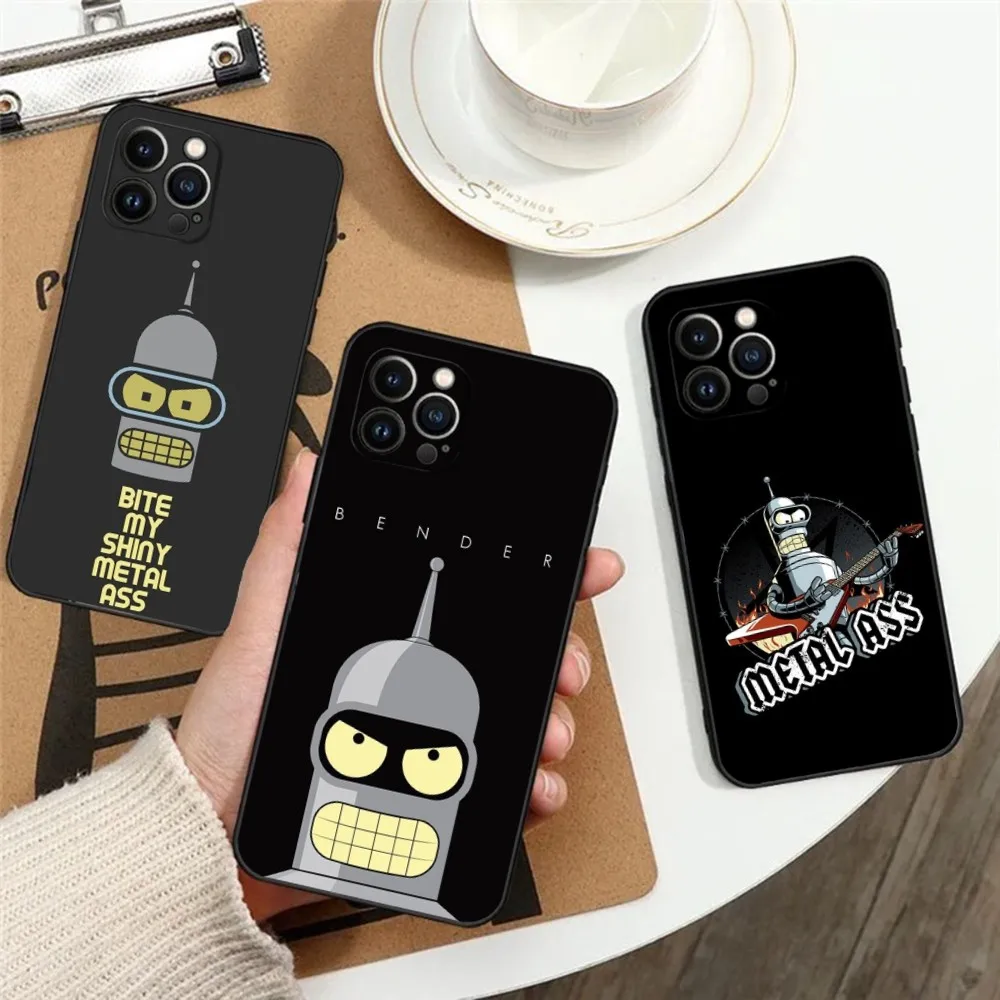 Anime Phone Case For iPhone 15,14,13,12,11,Plus,Pro Max,XS,X,XR,SE,Mini,8,7 Soft F-Futurama B-Bender Silicone Black Cover