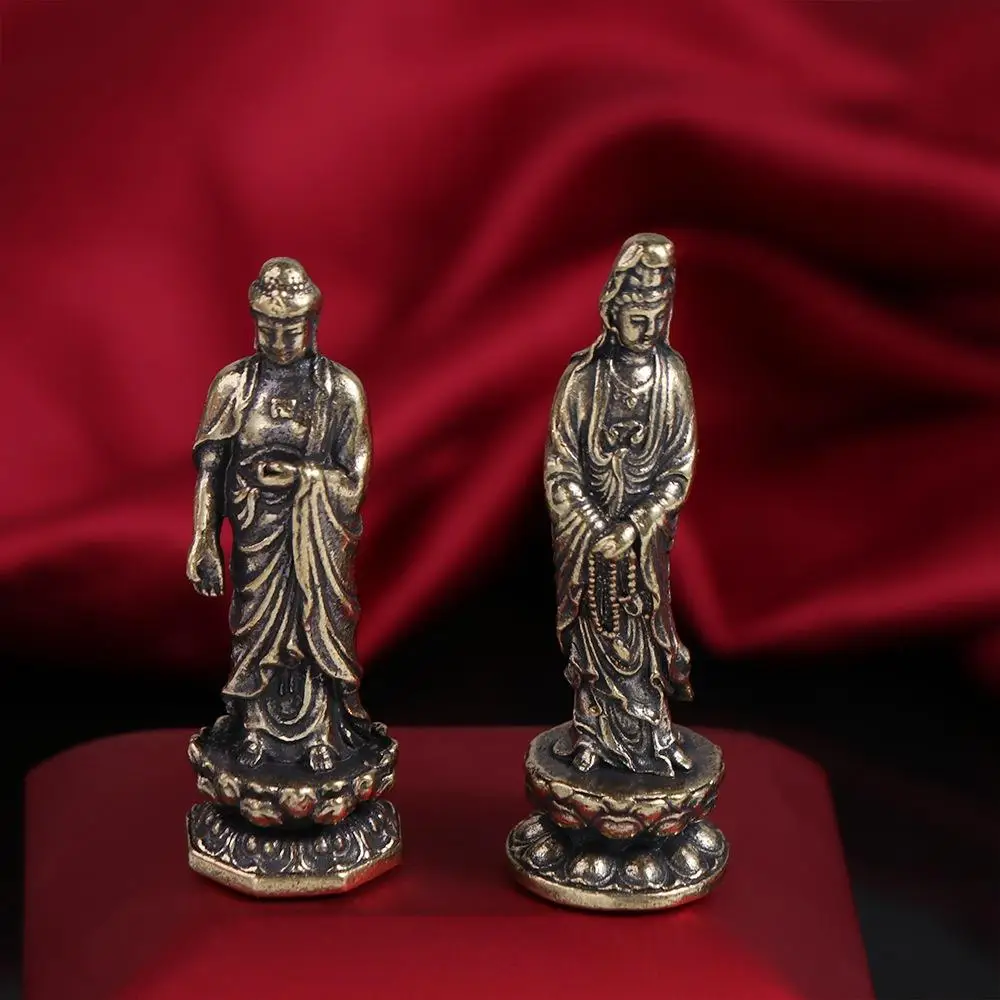 Lucky Pure Brass Lotus Guanyin Statue Retro Tathagata Tathagata Buddha Statue Lotus Guanyin Brass Buddha Sculpture Home Decor - Image 4